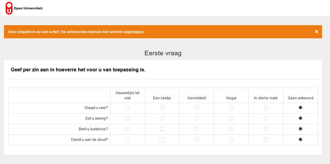 Array vraag over depressie.